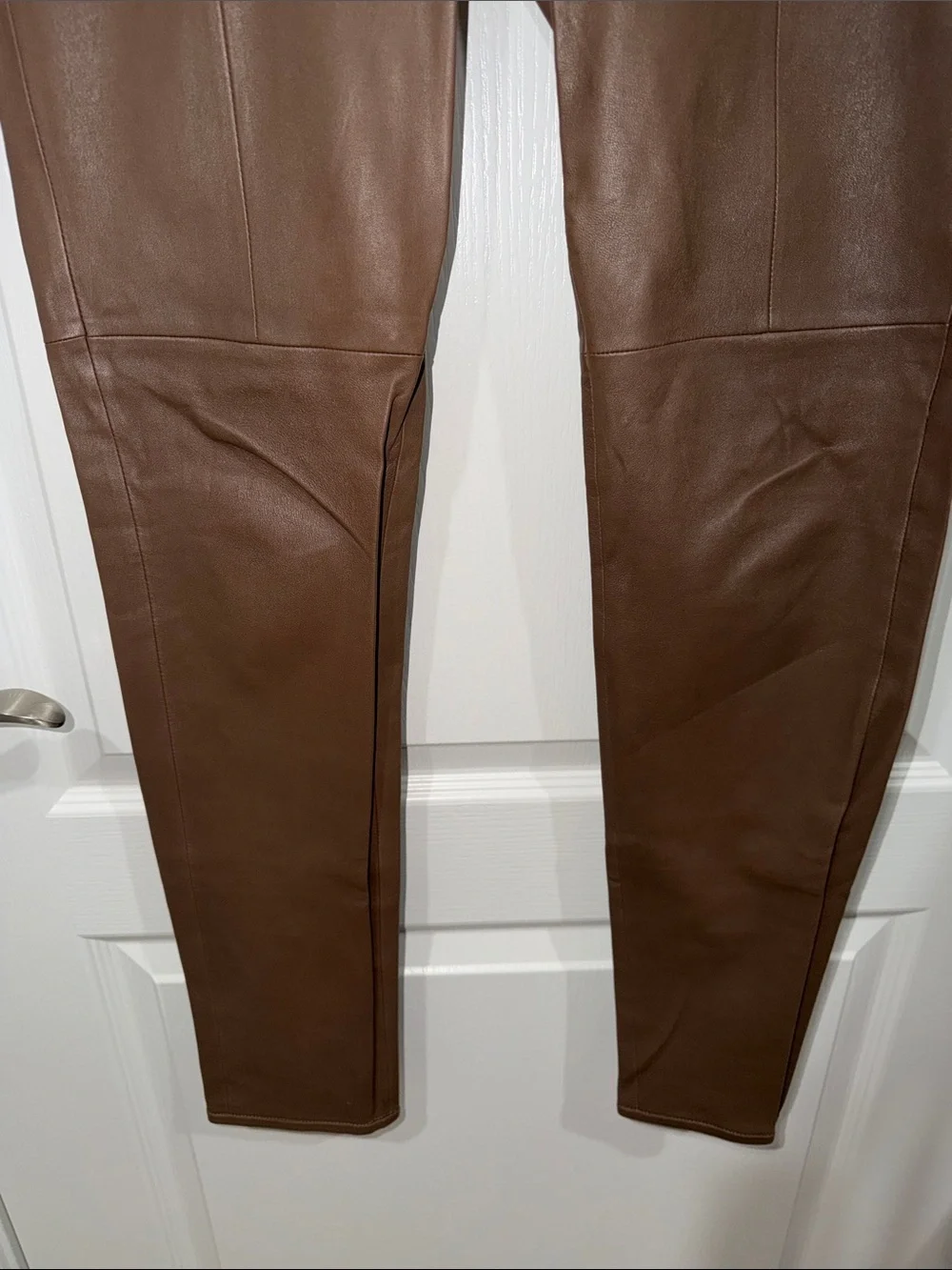 Luxurious Escada 100% lamb leather pants rich brown zipper detail 38/6 vintage